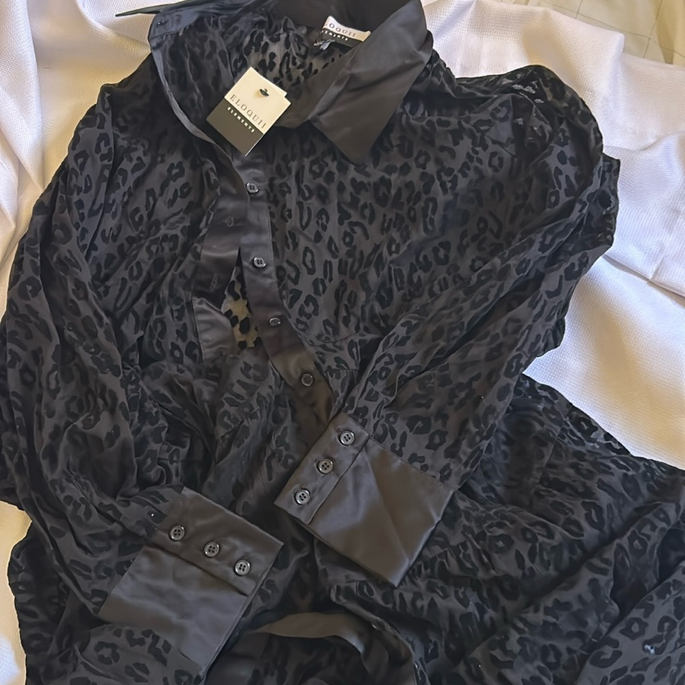 NWT Eloquii Black Velvet Leopard Duster Size 20